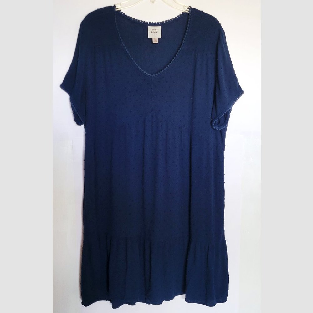 A New Day Navy V-Neck Short Sleeve Dress